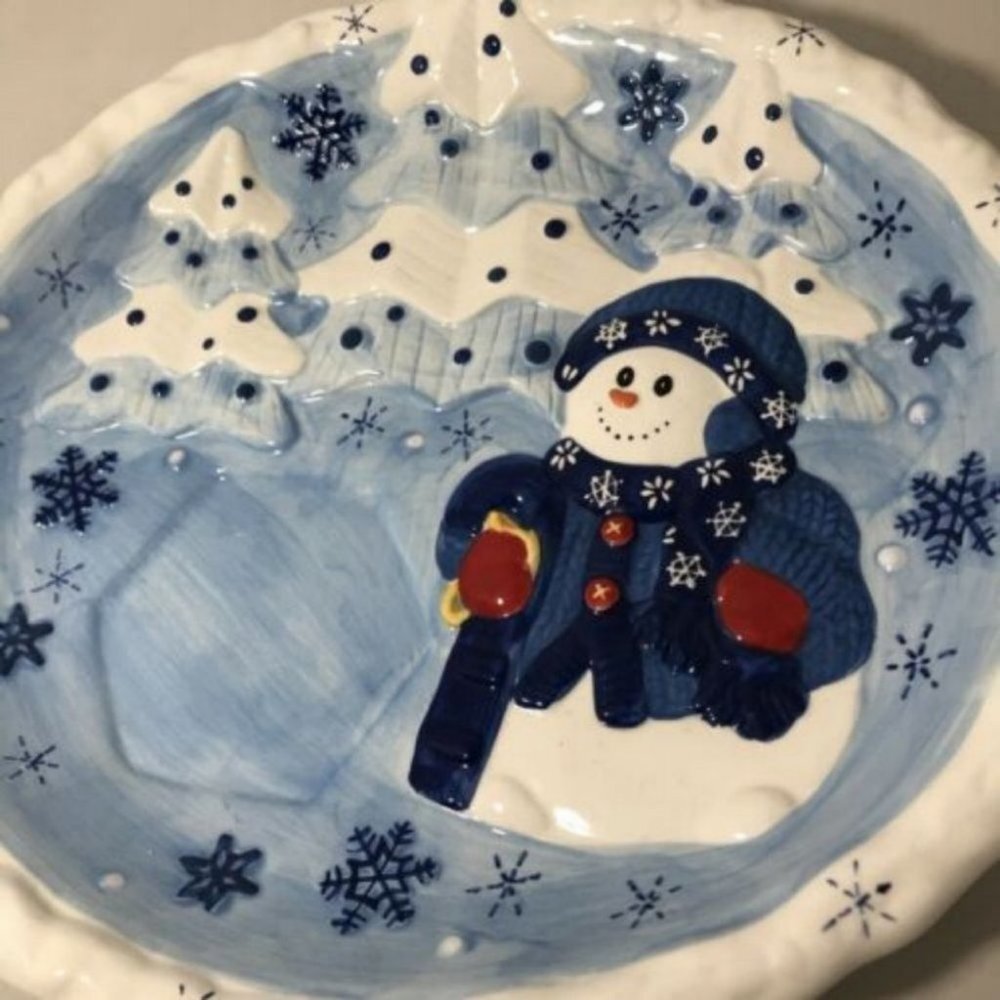BICO China Snowman Ceramic Serving Platter Tray Christmas Holiday - Picture 5 of 10